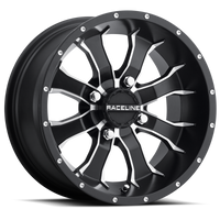 Thumbnail for Raceline A77 Mamba 14x7in / 4x110 BP / 10mm Offset / 83.8mm Bore - Black & Machined Wheel