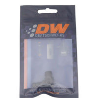 Thumbnail for DeatschWerks Metric M12 to 3/8in Hose Barb 90-Degree Fitting w/ Venturi Port - Anodized Matte Black