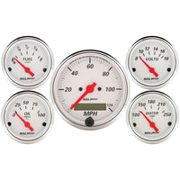 Thumbnail for Autometer Arctic White 5 Pc Kit Box w/ Elec Speedo, Elec Oil Press, Water Temp, Volt, Fuel Level