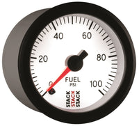Thumbnail for Autometer Stack 52mm 0-100 PSI 1/8in NPTF Male Pro Stepper Motor Fuel Pressure Gauge - White