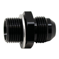 Thumbnail for DeatschWerks 8AN Male Flare to M18 X 1.5 Male Metric Adapter (Incl Washer) - Anodized Matte Black