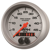 Thumbnail for Autometer Marine Silver Ultra-Lite 3-3/8in 50MPH GPS Speedometer Gauge