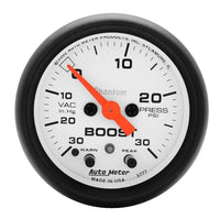 Thumbnail for Autometer Phantom 52mm Boost 30 in Hg-Vac/30 PSI FS Electronic Vacuum/Boost w/ Peak Memory & Warning