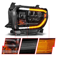 Thumbnail for ANZO 2014-2017 Toyota Tundra LED Crystal Headlights w/ Switchback Black Housing w/ DRL