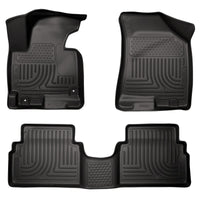 Thumbnail for Husky Liners 2014 Kia Sportage w/Retain Hooks WeatherBeater Combo Front & 2nd Row Black Floor Liners