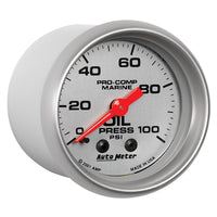 Thumbnail for Autometer Marine Silver Oil Pressure 2 1/16in 100 psi Mechanical Gauge