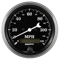 Thumbnail for Auto Meter Gauge Speedo. 3 3/8in 120mph Elec. Prog. w/ LCD Odo Old Tyme Black