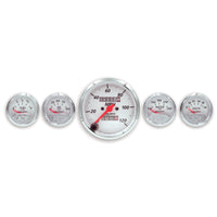 Thumbnail for Autometer Arctic White GM 5 Pc Kit Box w/ Mech Speedo, Elec Oil Press, Water Temp, Volt, Fuel Level