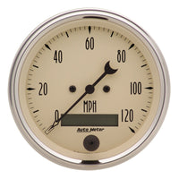 Thumbnail for AutoMeter Gauge Speedo. 3-3/8in. 120MPH Elec. Prog. W/ Lcd Odo Antq Beige