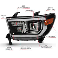 Thumbnail for ANZO 2007-2014 Toyota Tundra Projector Light Bar H.L Black Amber(Led High Beam) (Halogen Version)