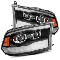 Thumbnail for AlphaRex 09-18 Dodge Ram 1500HD LUXX LED Proj Headlights Plnk Style Blk w/Activ Light/Seq Signal/DRL