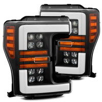 Thumbnail for AlphaRex 17-19 Ford F-250 SD NOVA LED Proj Headlights Plank Style Matte Blk w/Activ Light/Seq Signal