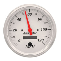 Thumbnail for AutoMeter Gauge Speedometer 5in. 120MPH Elec. Prog. W/ Lcd Odo Arctic White