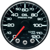 Thumbnail for Autometer Spek-Pro Gauge Oil Press 2 1/16in 120psi Stepper Motor W/Peak & Warn Blk/Blk