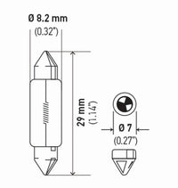 Thumbnail for Hella Bulb 3021 12V 3W Sv78 T25 8X29Mm (2)