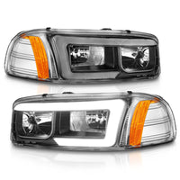 Thumbnail for Anzo 99-17 GMC Sierra/Denali Headlights Black Amber (w/C Light Bars)