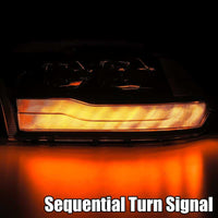 Thumbnail for AlphaRex 09-18 Dodge Ram 1500HD PRO-Series Proj Headlights Plank Style Black w/Seq Signal/Smoked DRL