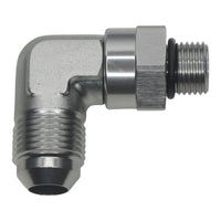 Thumbnail for DeatschWerks 6AN ORB Male Swivel to 8AN Male Flare 90-Degree - Anodized Titanium