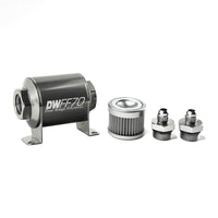Thumbnail for DeatschWerks Stainless Steel 6AN 100 Micron Universal Inline Fuel Filter Housing Kit (70mm)