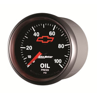 Thumbnail for Autometer GM Bowtie Black 2-1/16in 0-100 PSI Oil Pressure - Stepper Motor