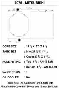 Thumbnail for CSF 96-07 Mitsubishi Evo 4/5/6/7/8/9 Full-Slim Radiator w/12in Fan & Shroud/-16AN & Slip On Fitting
