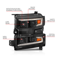 Thumbnail for ANZO 19-22 Chevrolet Silverado 1500 LED Proj HL w/Lgt Bar SwBk Seq. Blk w/In. Light - Driver Side ON