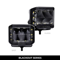 Thumbnail for Go Rhino Xplor Blackout Series Cube LED Sideline Spot Light Kit (Surface Mount) 4x3 - Blk (Pair)