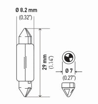Thumbnail for Hella Bulb 3021 12V 3W Sv78 T25 8X29Mm Sb