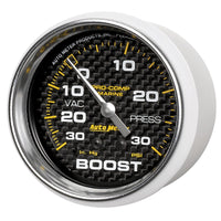Thumbnail for Autometer Marine Carbon Fiber Gauge 2-5/8in Mechanical Vacuum/Boost Gauge 30INHG-30PSI