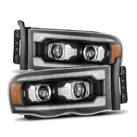 Thumbnail for AlphaRex 02-05 Dodge Ram 1500 LUXX LED Proj Headlights Plank Style Black w/Activ Light/Seq Signal
