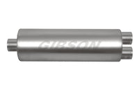 Thumbnail for Gibson SFT Superflow Offset/Dual Round Muffler - 8x24in/3in Inlet/2.25in Outlet - Stainless