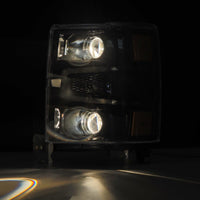 Thumbnail for AlphaRex 14-15 Chevy 1500 PRO-Series Projector Headlights, Alpha-Black w/ Sequential Signal &  DRL