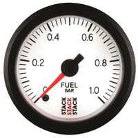 Thumbnail for Autometer Stack 52mm 0-1 Bar M10 Male Pro Stepper Motor Fuel Pressure Gauge - White