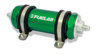 Thumbnail for Fuelab 828 In-Line Fuel Filter Long -12AN In/Out 10 Micron Fabric - Green