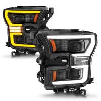 Thumbnail for ANZO 15-17 Ford F-150 LED Projector Headlights - w/ Light Bar Switchback Black Housing
