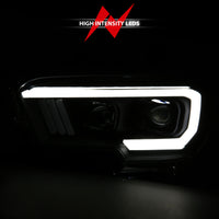 Thumbnail for ANZO 2016-2017 Toyota Tacoma Projector Headlights w/ Plank Style Switchback Black w/ Amber