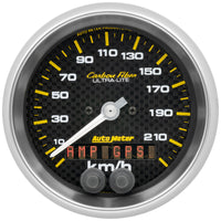 Thumbnail for Autometer Carbon Fiber 3-3/8in. 0-225KM/H (GPS) Speedometer Gauge