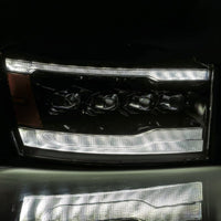 Thumbnail for AlphaRex 06-08 Ram 1500HD NOVA LED Proj Headlights Plnk Style Alpha Blk w/Seq Signal/DRL/Amber LED