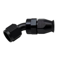 Thumbnail for DeatschWerks 8AN Female Swivel 45-Degree Hose End PTFE (Incl 1 Olive Insert) - Anodized Matte Black