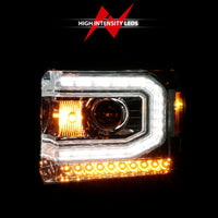 Thumbnail for ANZO 2014-2015 Gmc Sierra 1500 Projector Headlights w/ Light Bar Chrome Housing (Halogen Type)