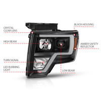 Thumbnail for ANZO 2009-2014 Ford F-150 Projector Light Bar H.L Black Amber