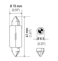 Thumbnail for Hella Bulb 6480 24V 18W SV8.5-8 T4.625 15x43mm