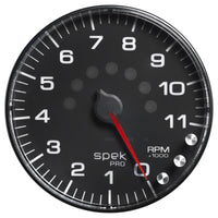 Thumbnail for Autometer Spek-Pro Gauge Tachometer 5in 11K Rpm W/Shift Light & Peak Mem Black/Black