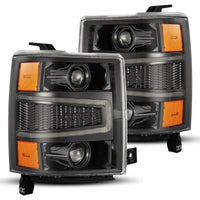 Thumbnail for AlphaRex 14-15 Chevy 1500 PRO-Series Projector Headlights, Alpha-Black w/ Sequential Signal &  DRL