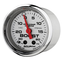 Thumbnail for Autometer Marine Chrome Ultra-Lite 2-1/16in 0-30 HG / 0-20 PSI Vacuum / Boost Gauge