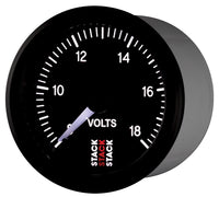 Thumbnail for Autometer Stack 52mm 8-18V Pro Stepper Motor Battery Voltage Gauge - Black