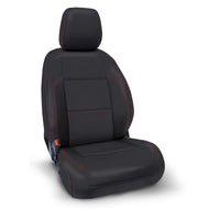 Thumbnail for PRP 2016+ Toyota Tacoma Front Seat Covers (Pair) - Black with Red Stitching