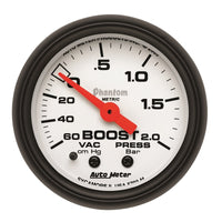 Thumbnail for Autometer Phantom 2-1/16in 60CM/HG - 2.0 Bar - Mechanical Gauge