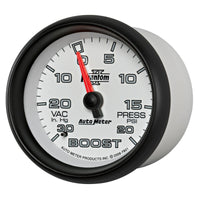 Thumbnail for AutoMeter Gauge Vac/Boost 2-5/8in. 30Inhg-20PSI Mechanical Phantom II