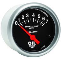 Thumbnail for Autometer Sport-Comp 52mm 0-7 Bar Short Sweep Electronic Oil Pressure Gauge